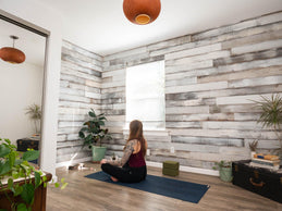 Whitewash Tongue & Groove Reclaimed Barn Wood Planks for Accent Wall Paneling, Interlocking Seamless Redwood Siding, White Painted Cladding