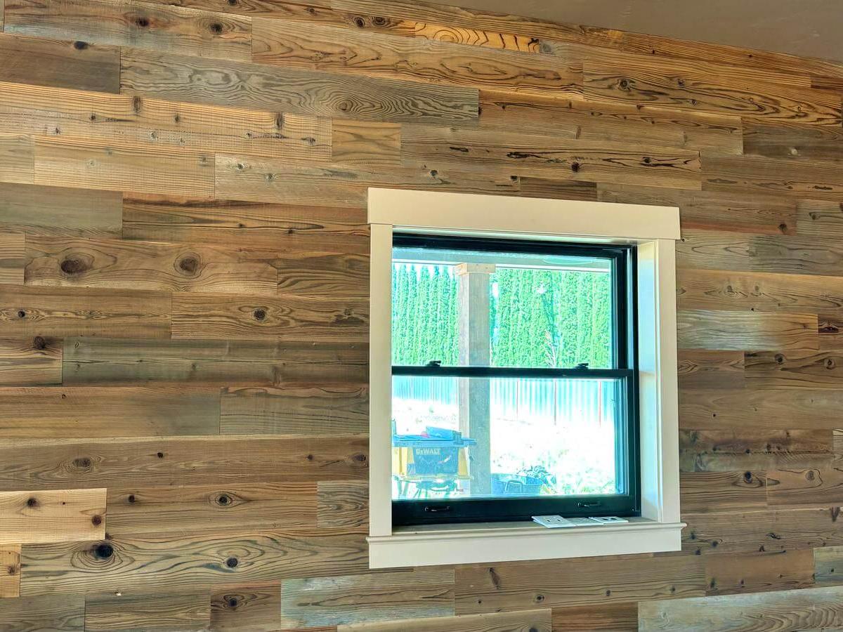 Brushed S3S Reclaimed Barn Wood Accent Wall Paneling, Modern Surfaced Planks, Squared California Redwood Siding, Premium Wirewheeled Boards