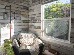 Whitewashed Surfaced Reclaimed Barn Wood Planks for Accent Wall Paneling, Thin Squared Cut Redwood Siding, Premium S3S White Painted Boards